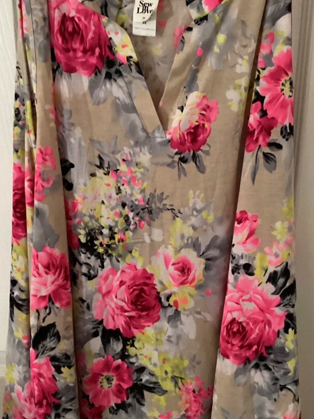 Sew In Love Flowered Women's Top, sz 3X
